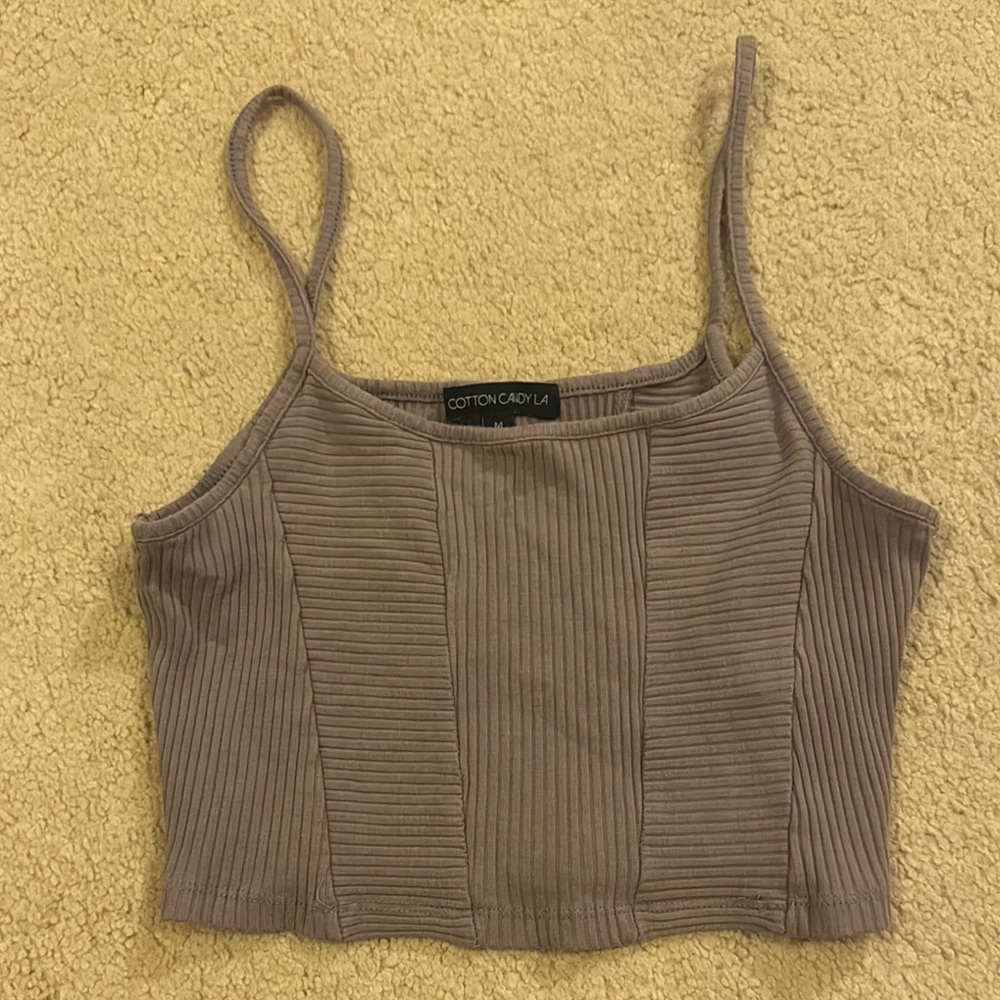 Cotton Candy Mauve Ribbed Crop Top
